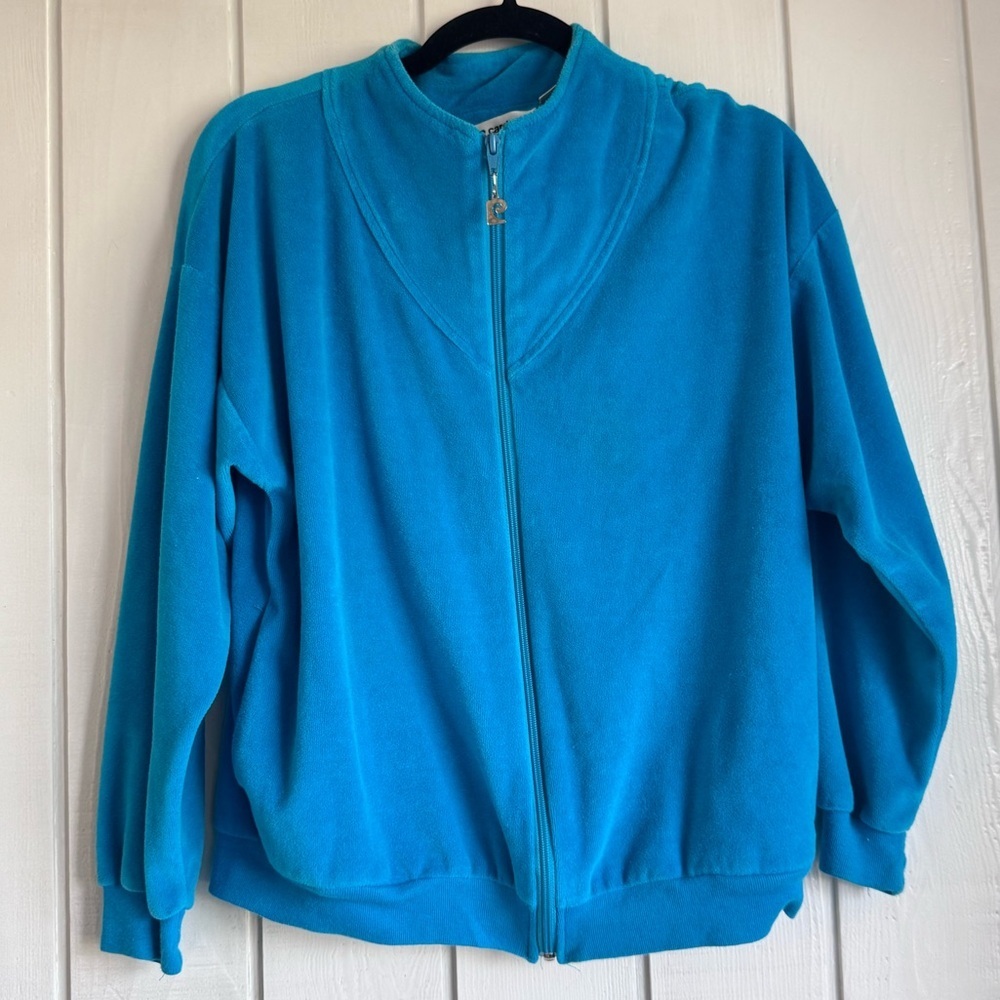 Pierre Cardin Blue Terrycloth Zip Up Sweater